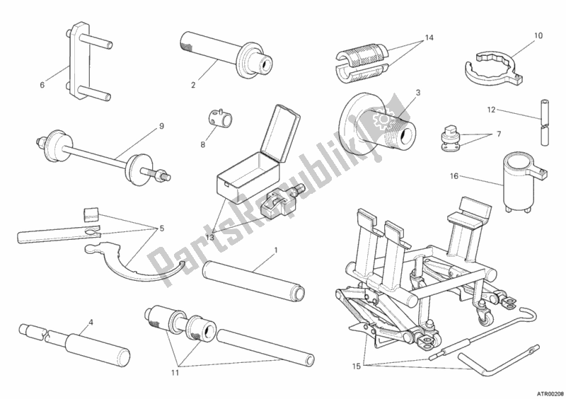 Alle onderdelen voor de Werkplaats Service Tools, Frame van de Ducati Multistrada 1200 ABS USA 2011